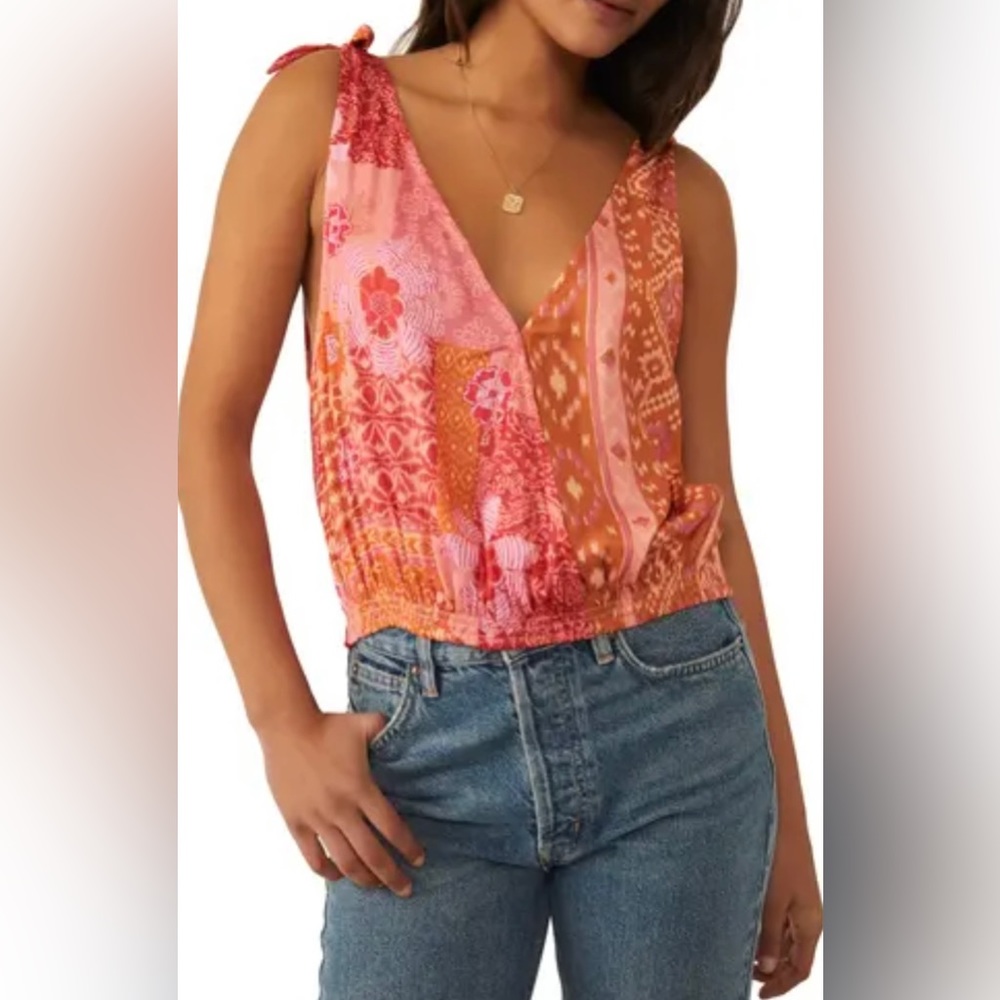 Nwot Free People Tied To You Tank Top Lemonade Combo Size small …runs oversized.